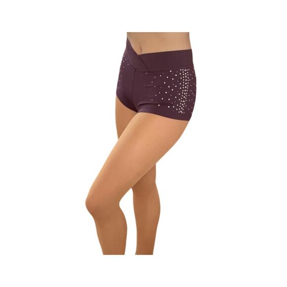 Pro Cheer Dance NFL NBA Audition V Waist Rhinestone Shorts - Picture 7 of 8